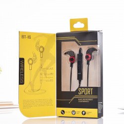 Bluetooth Sports Earbuds Headphone BT16 (Red Black)